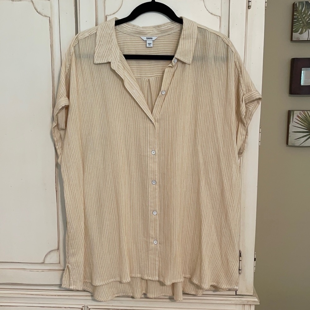 Sonoma yellow cream striped blouse
